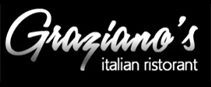 A black and white logo of graziano 's italian restaurant.